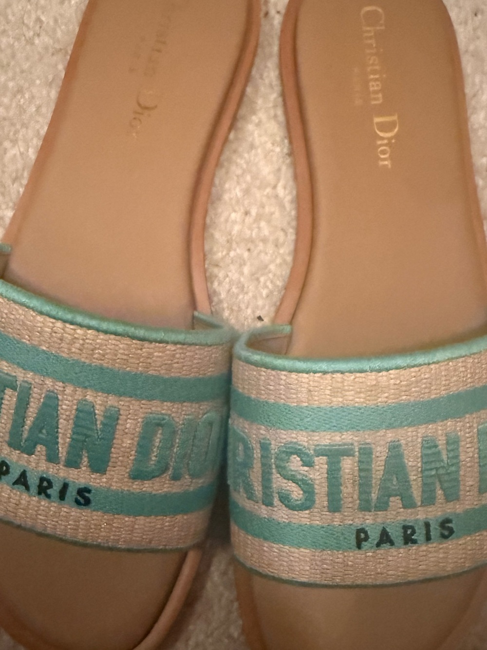 Authentic Christian Dior Aquamarine slides, size 37